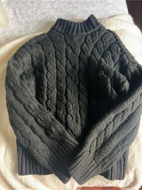 H&M Men's Black Cable Knit Turtleneck Sweater